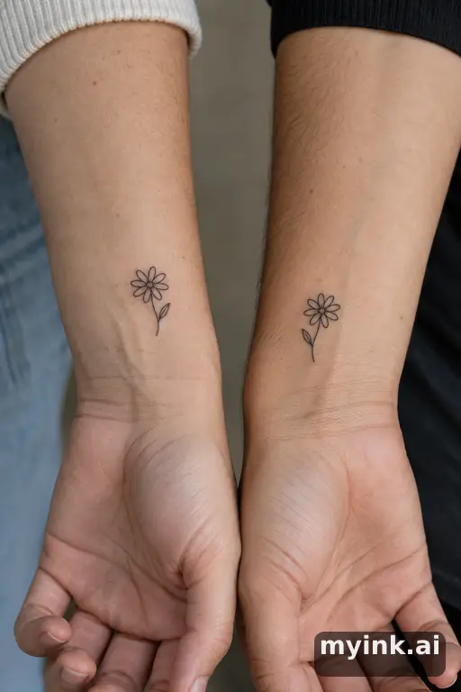 Matching daisies — Minimalist Best Friend Tattoo reference image