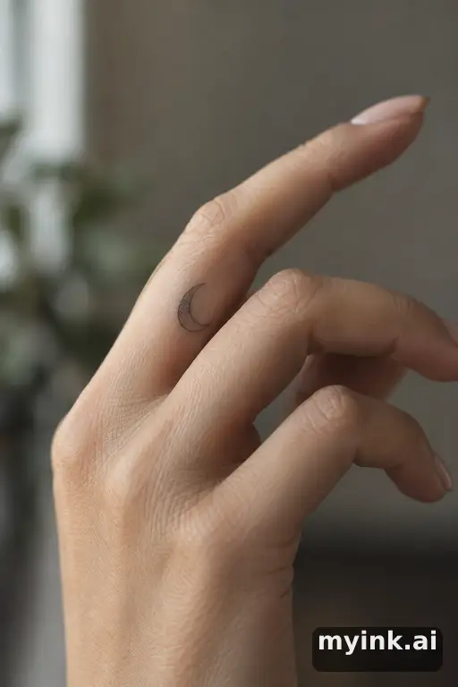 Crescent moon — Fine Line Tattoo reference image