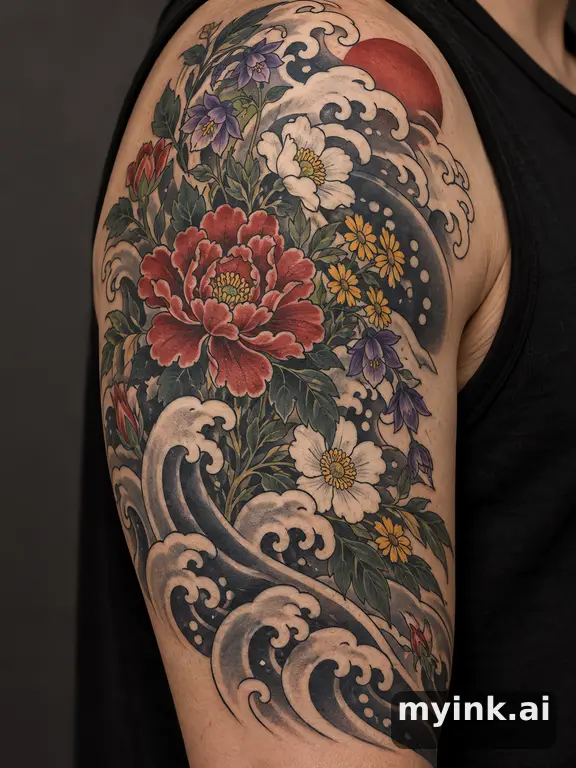 Wildflowers bouquet — Japanese Tattoo Design reference image