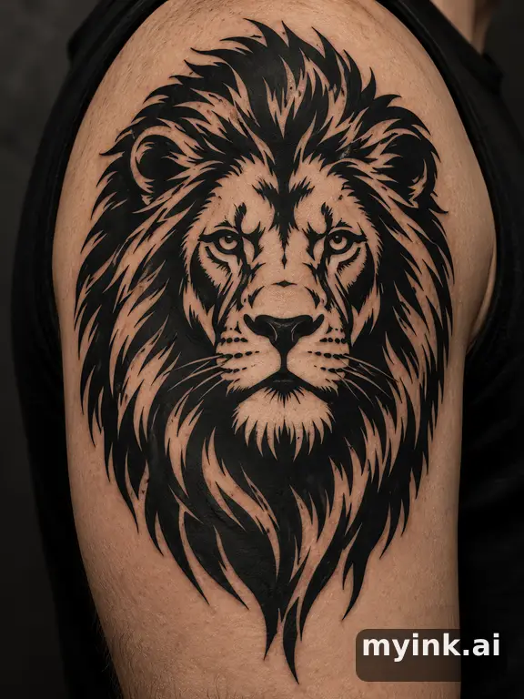 Lion tattoo idea: Majestic lion — Blackwork Tattoo Design reference image