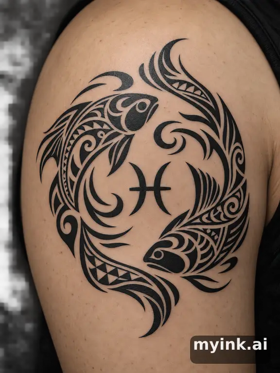 Pisces fish symbol β Tribal Tattoo Design reference image