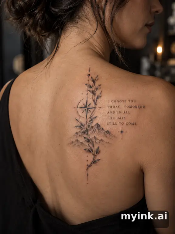 Meaningful vow tattoo concept with subtle symbols and aging-safe spacing — Realistic Tattoo Design reference image