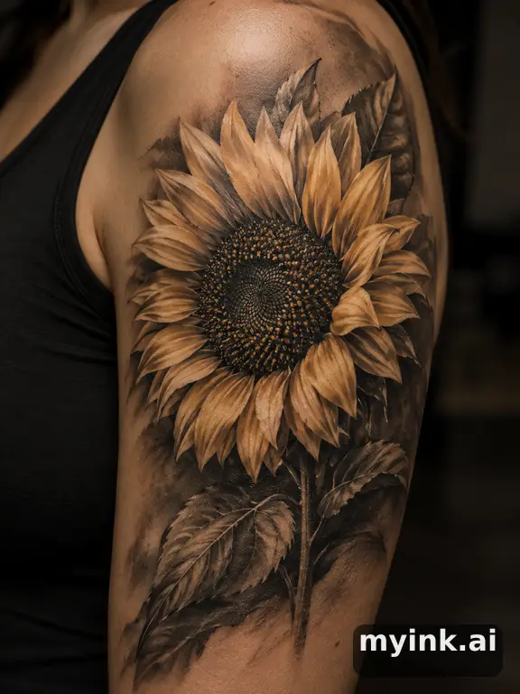 Sunflower — Realistic Tattoo Design reference image