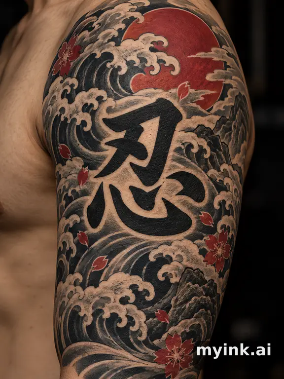 Chinese character '忍' (endurance) — Japanese Tattoo Design reference image