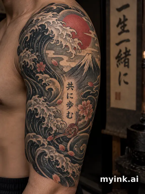 Meaningful vow tattoo concept with subtle symbols and aging-safe spacing — Japanese Tattoo Design reference image