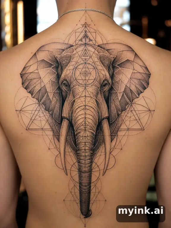 Elephant — Geometric Tattoo Design reference image