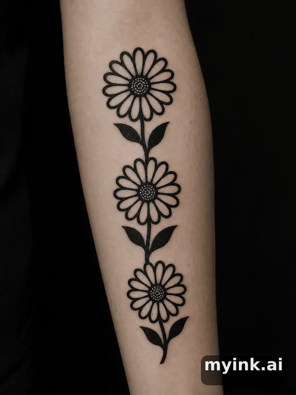 Daisy chain — Blackwork Tattoo Design reference image