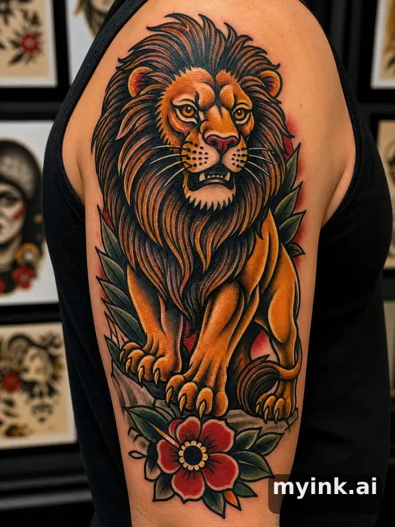 Majestic lion — Traditional Tattoo Design reference image