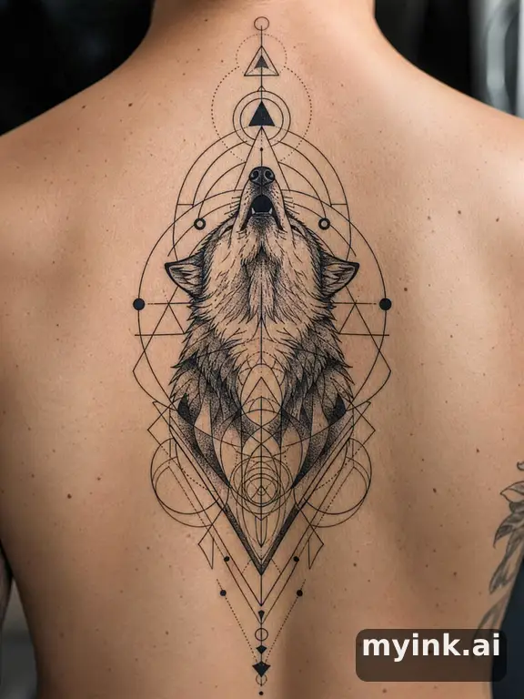 Howling wolf — Geometric Tattoo Design reference image