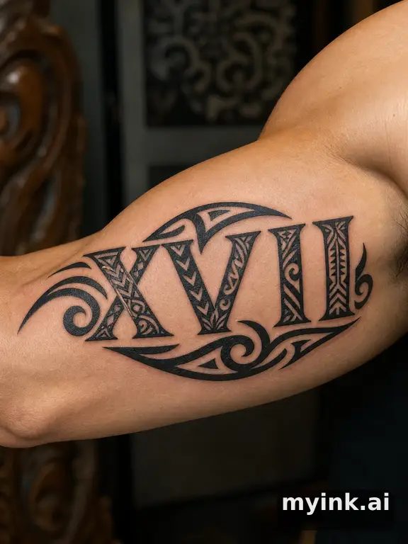 Roman numerals 'XVII' — Tribal Tattoo Design reference image