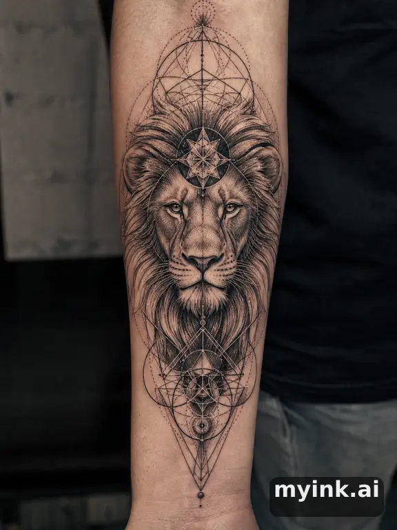 Majestic lion — Geometric Tattoo Design reference image