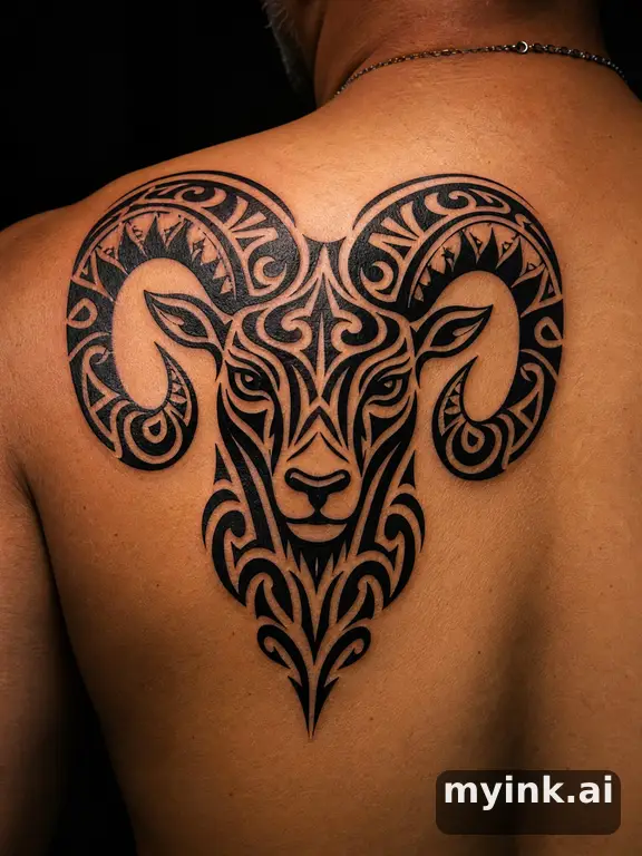 Aries ram symbol — Tribal Tattoo Design reference image