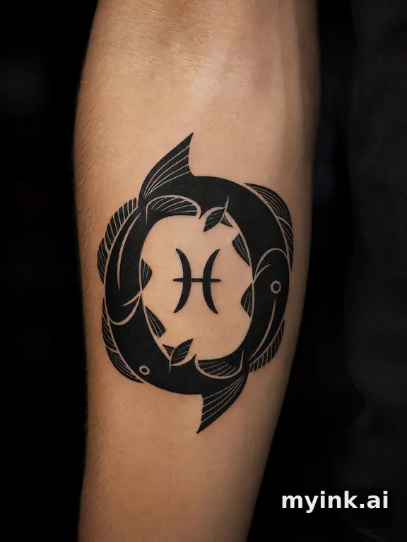 Pisces fish symbol — Blackwork Tattoo Design reference image