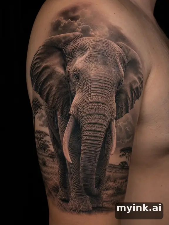 Elephant — Realistic Tattoo Design reference image