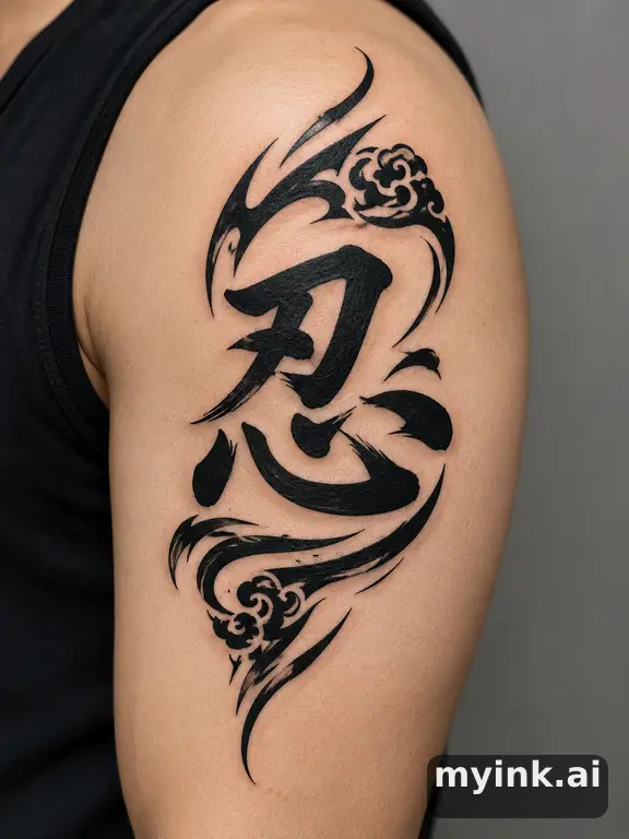 Chinese character '忍' (endurance) — Tribal Tattoo Design reference image
