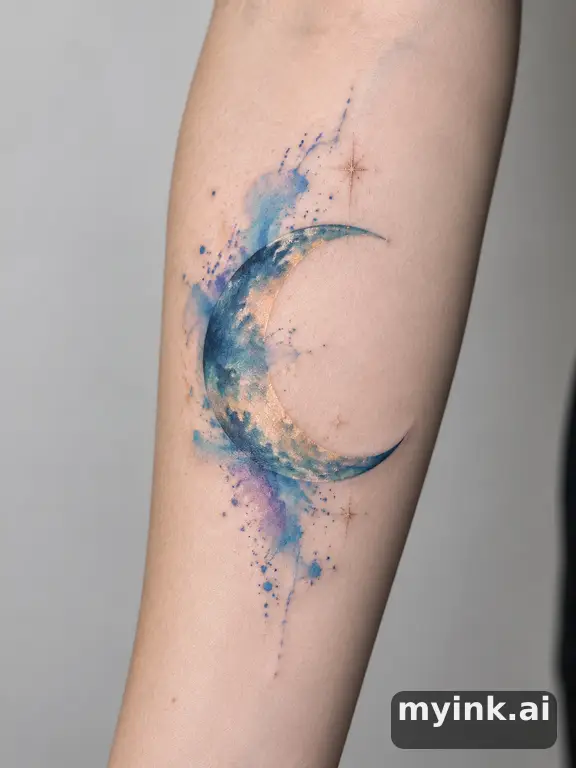 Crescent moon — Watercolor Tattoo Design reference image